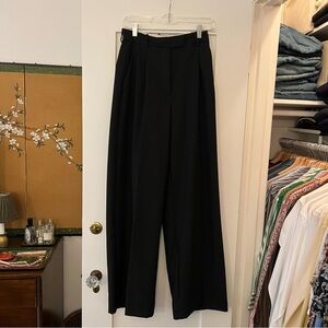 Zara High Rise Wide Leg Pleated Trousers in Black, Sz S